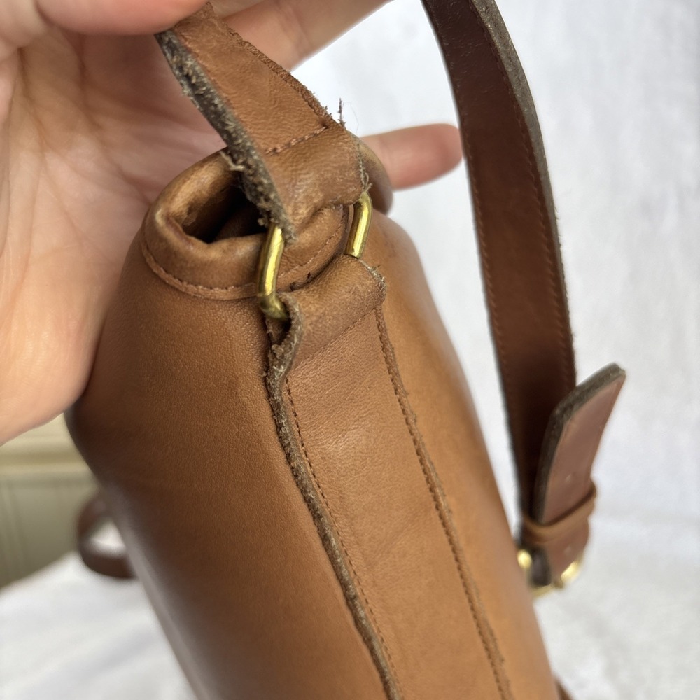 Vintage COACH Nottingham Binocular Crossbody Bag Tabac British Tan Leather USA - Picture 8 of 16